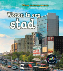 Wonen in een stad Kinderboek Waar mensen wonen Logo